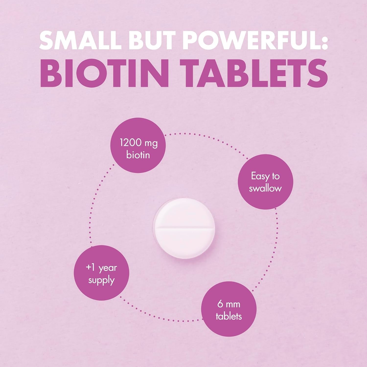 Biotin Hair Growth Support Supplement 12,000Mcg - 400 Tiny 6Mm Tablets (Full Year plus Supply) - for Men & Women