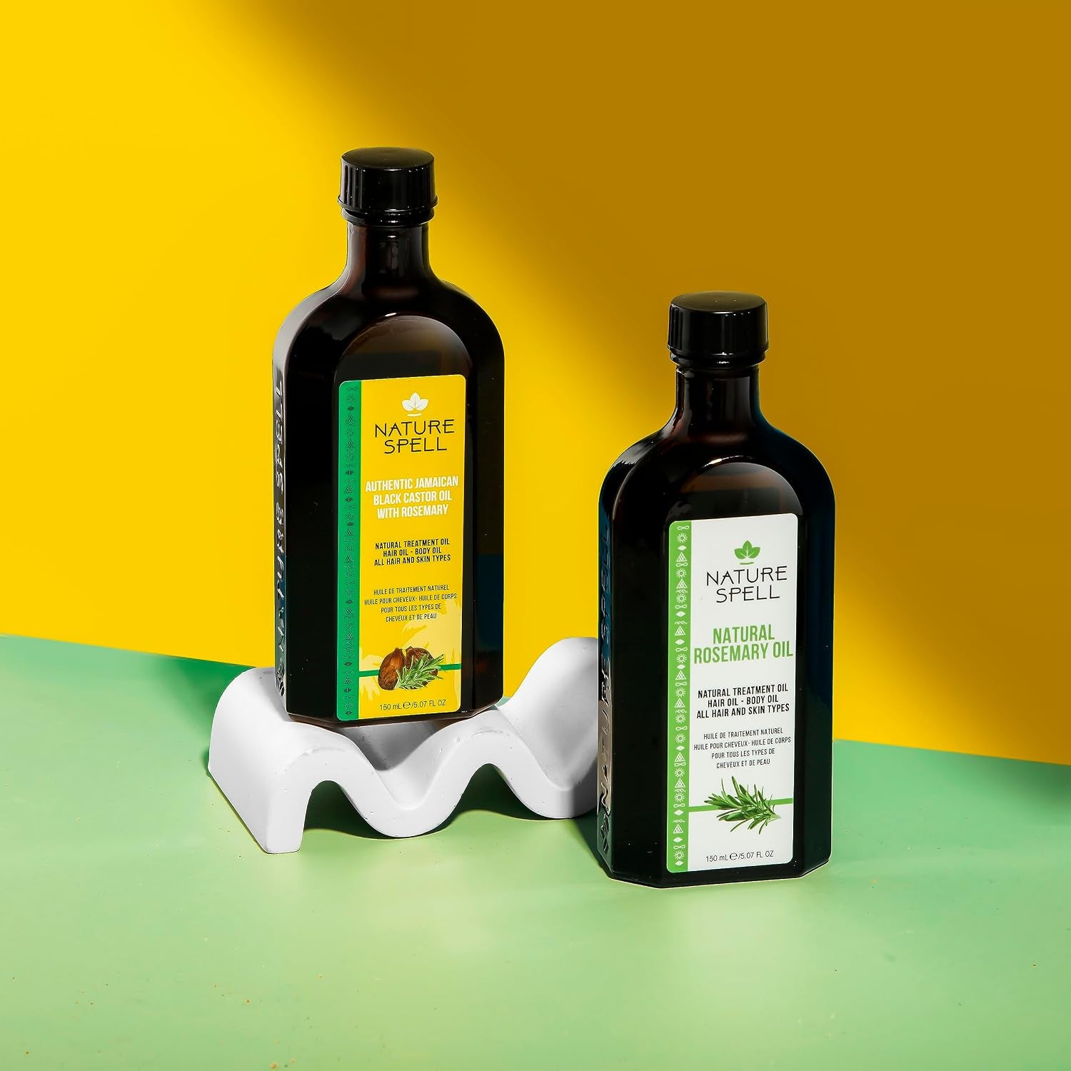 Hair Growth Duo with Rosemary & Jamaican Oils, Pre-Diluted Oil Set to Stimulate Growth and Strengthen Dry Strands, for All Hair Types, Vegan, Pack of 2, 150Ml Each