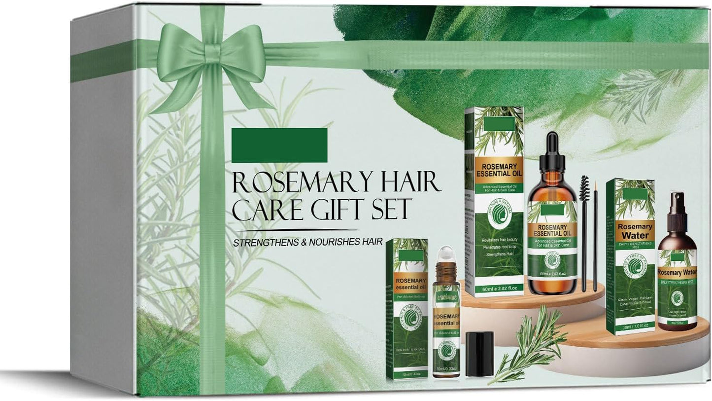 Rosemary Oil for Hair Growth Set - Hair Care Set with Hair Growth Oil - Improve Hair Loss & Nourishes Scalp - Hair Growth Gift Set - Denser Fuller Healthier Hairs for All Hair Types Men Women