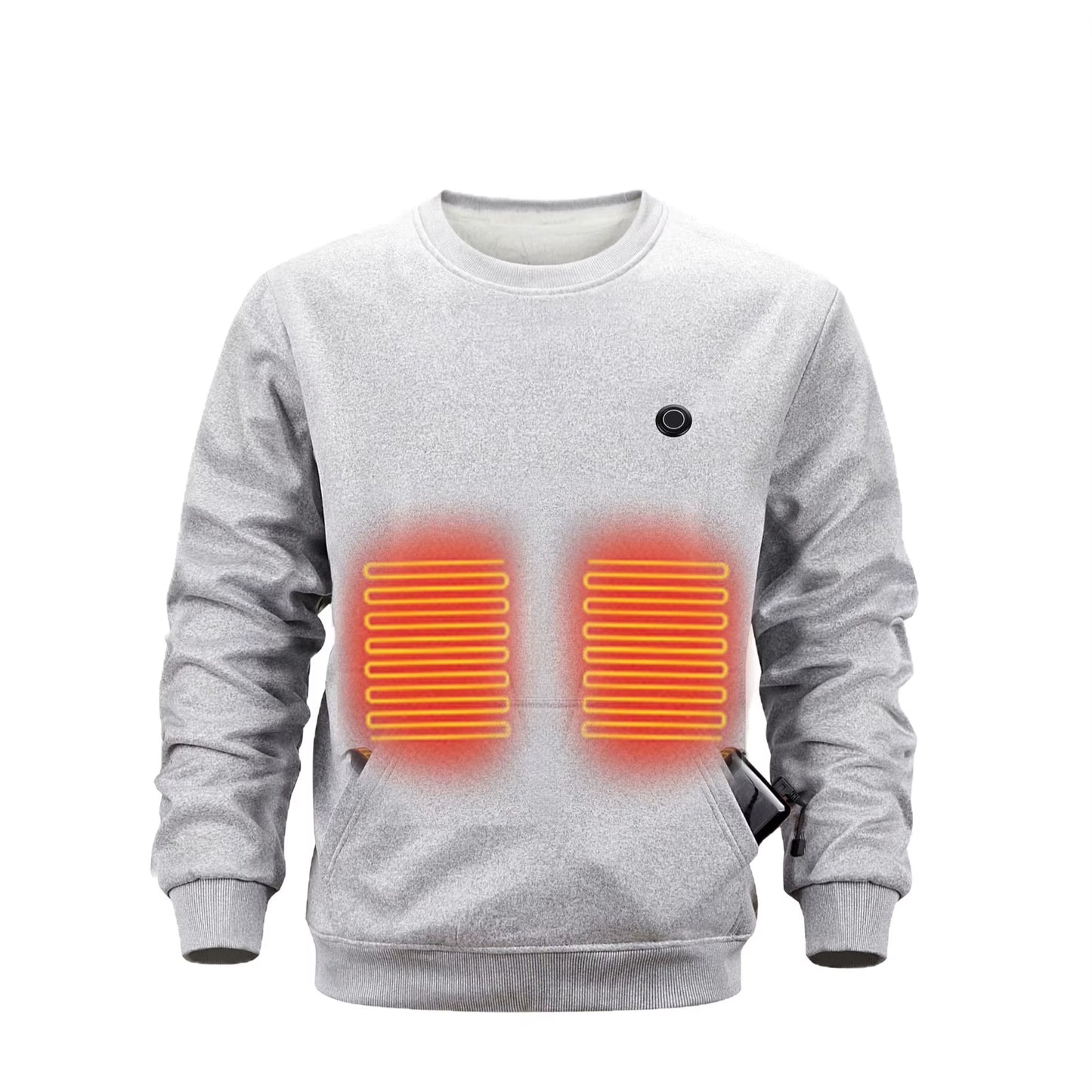 Smart Heating Sweatshirt USB Heating Large Size round Neck Pull over Warm Top Thickened Polyester Fiber Winter Casual Fashion