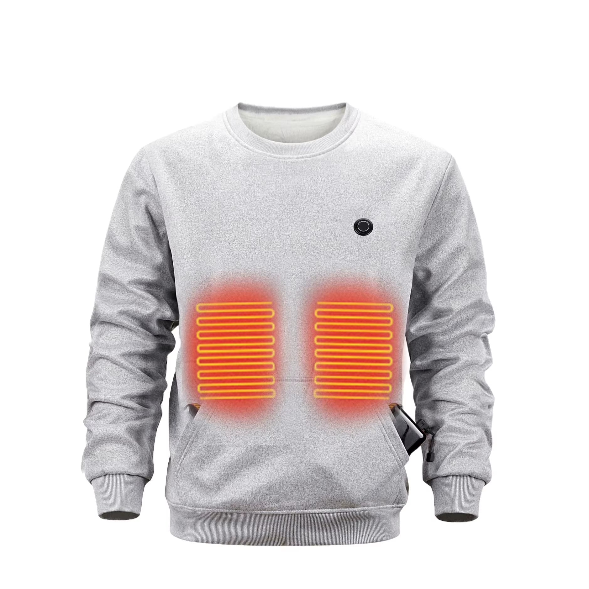 Smart Heating Sweatshirt USB Heating Large Size round Neck Pull over Warm Top Thickened Polyester Fiber Winter Casual Fashion