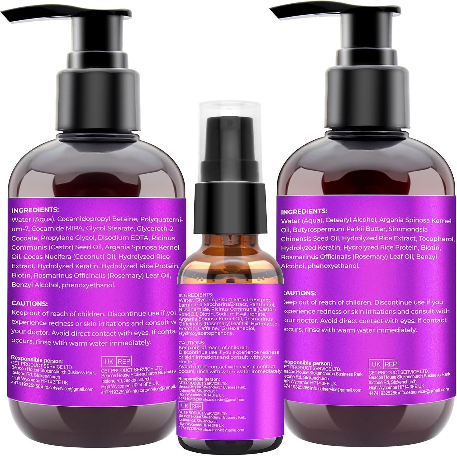 Hair Growth Shampoo and Conditioner Set with Rosemary Oil Serum, Biotin, Argan, Castor, Coconut, Keratin, Rice Water - Hair Loss Treatment, Thickening for Women and Men