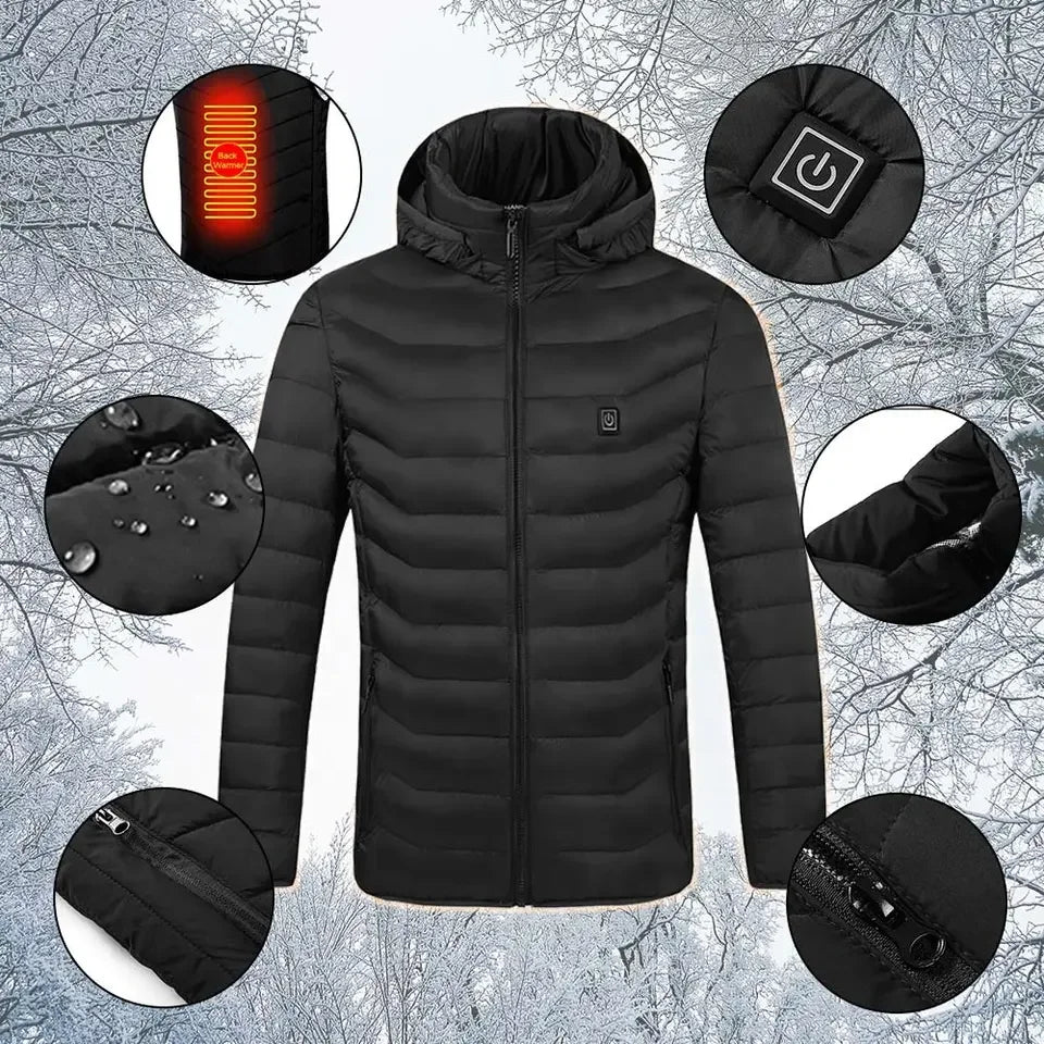 21 Areas Heated Jacket Men Electric Heating Jackets Heated down Coat Men Women Clothing Winter Heatable Cotton Jacket