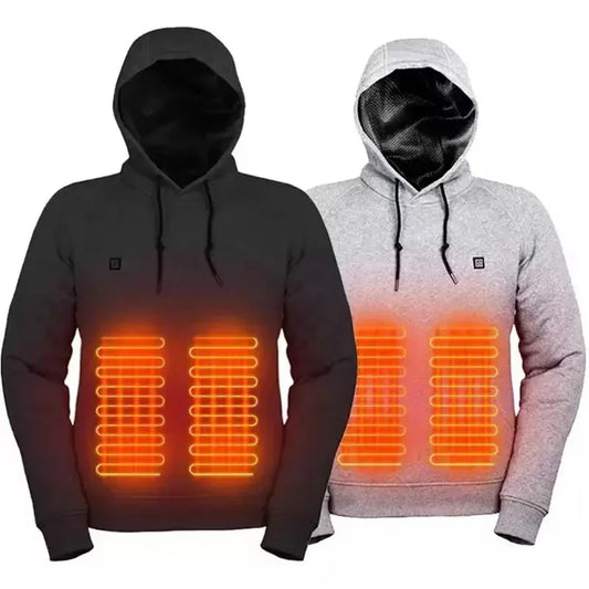 Men'S Winter Hooded Heating Sweatshirt USB Heated Thermal Wear Outdoor Casual Warm Electric Heating Streetwear Fashion