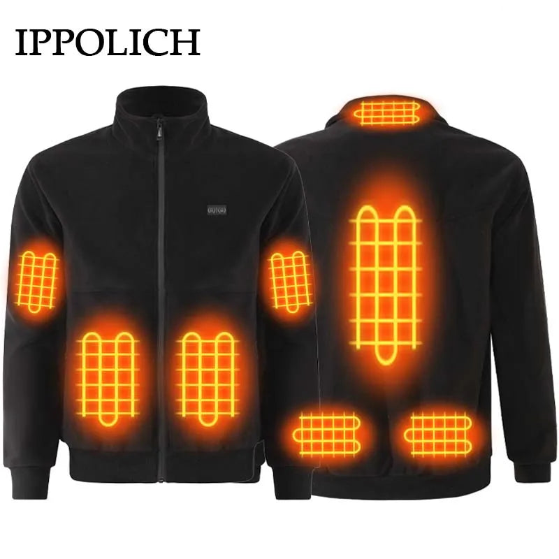8 Heated Area Heating Jacket USB Charging Body Warmer Washable 3 Gear Temperature Adjustable Jacket Outdoor Sports Skiing Jacket