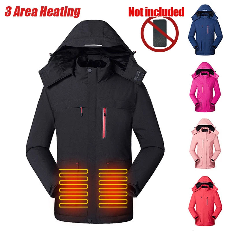 Heating Jacket Outdoor 3 Area Smart Heating Jackets Warm Coat Winter Thermal Clothing Heating Coat (Not Included the Power Bank)
