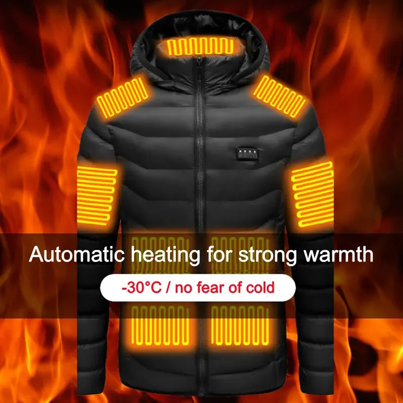 21 Areas Heated Jacket Men Electric Heating Jackets Heated down Coat Men Women Clothing Winter Heatable Cotton Jacket