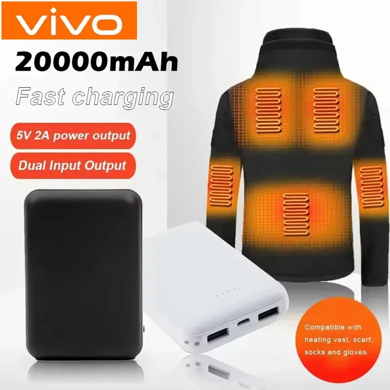 20000Mah Powerbank USB Charger Fast Charging Portable External Battery Pack Heating Vest Jacket Scarf Socks Glove Equipment