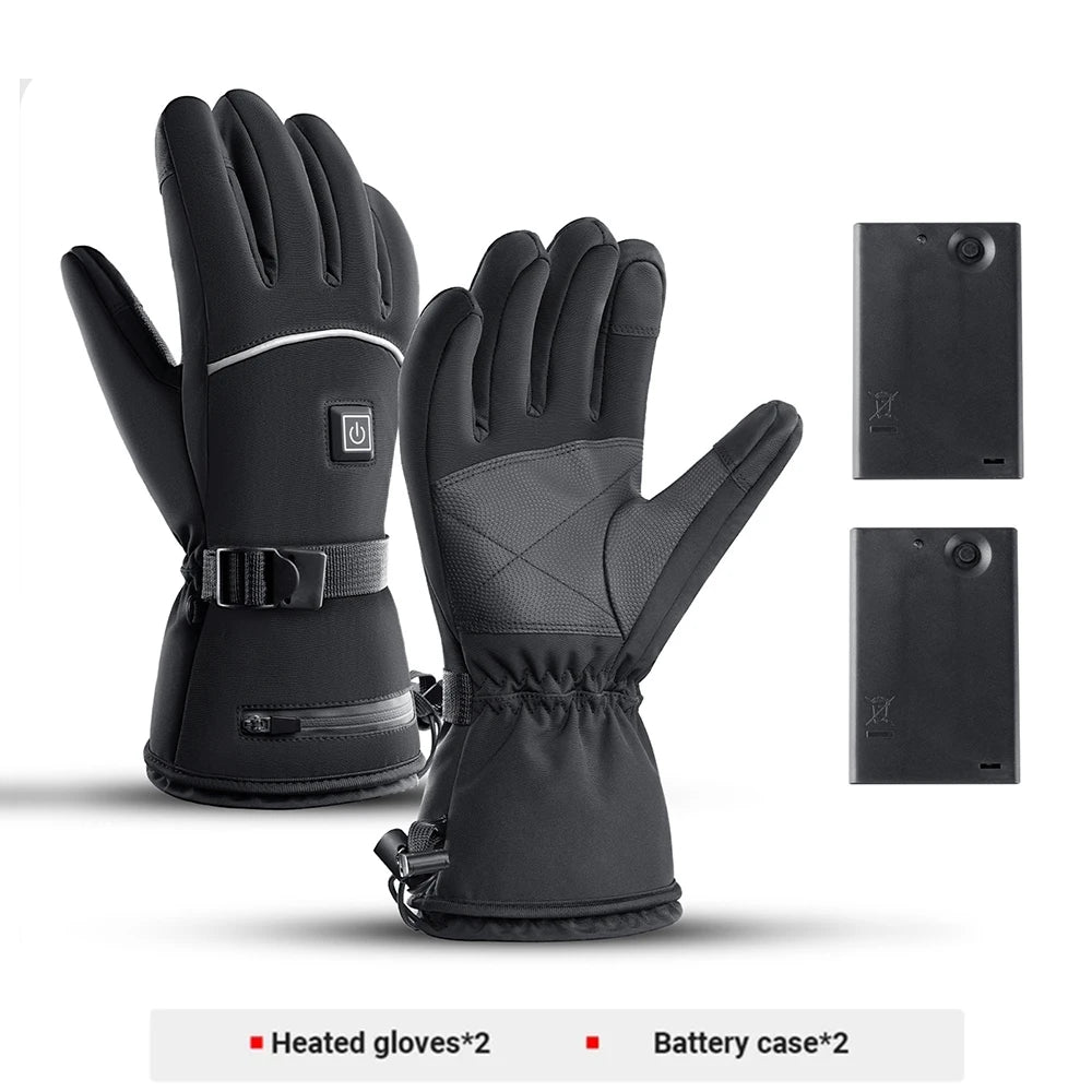 Heated Motorcycle Gloves Winter Warm Motorcycle Gloves Guantes Moto Gloves with Battery Box Waterproof Heating Thermal Gloves ﻿