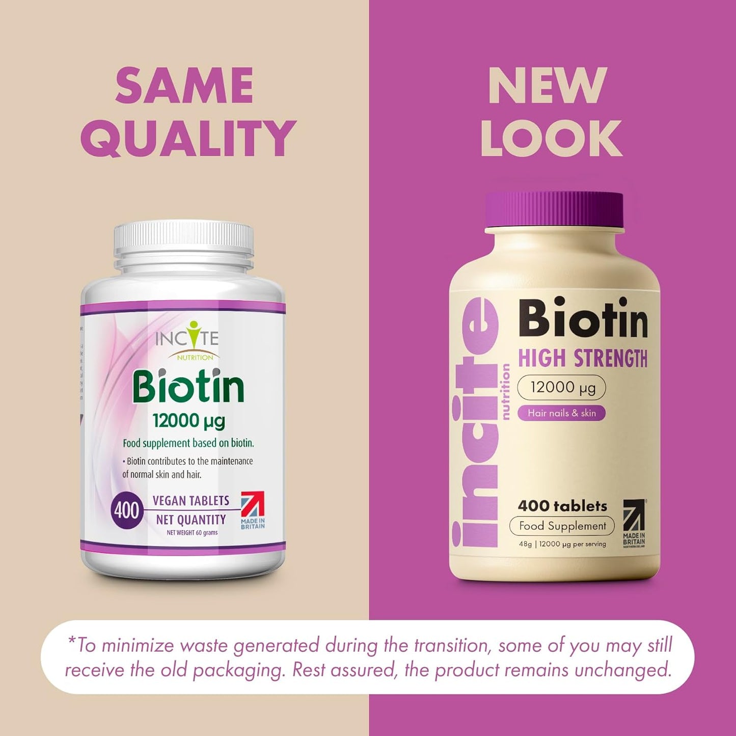 Biotin Hair Growth Support Supplement 12,000Mcg - 400 Tiny 6Mm Tablets (Full Year plus Supply) - for Men & Women