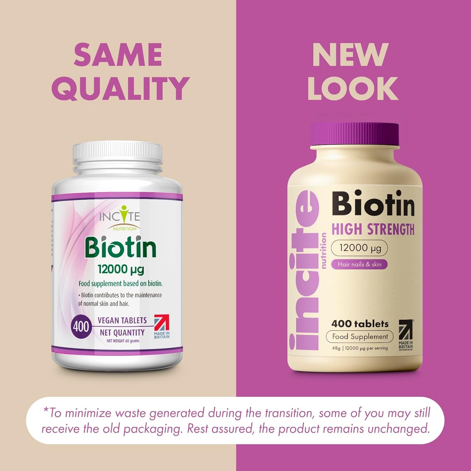 Biotin Hair Growth Support Supplement 12,000Mcg - 400 Tiny 6Mm Tablets (Full Year plus Supply) - for Men & Women