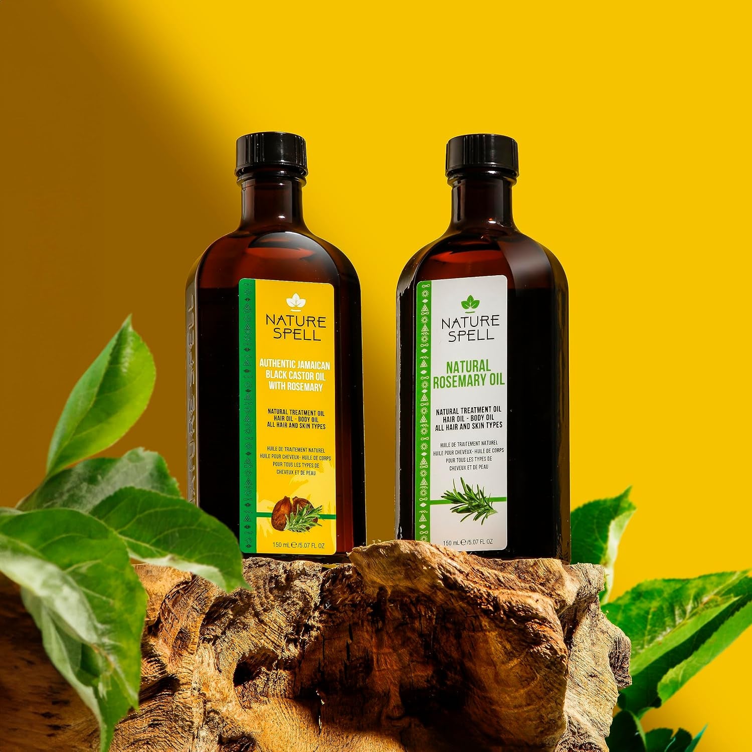 Hair Growth Duo with Rosemary & Jamaican Oils, Pre-Diluted Oil Set to Stimulate Growth and Strengthen Dry Strands, for All Hair Types, Vegan, Pack of 2, 150Ml Each
