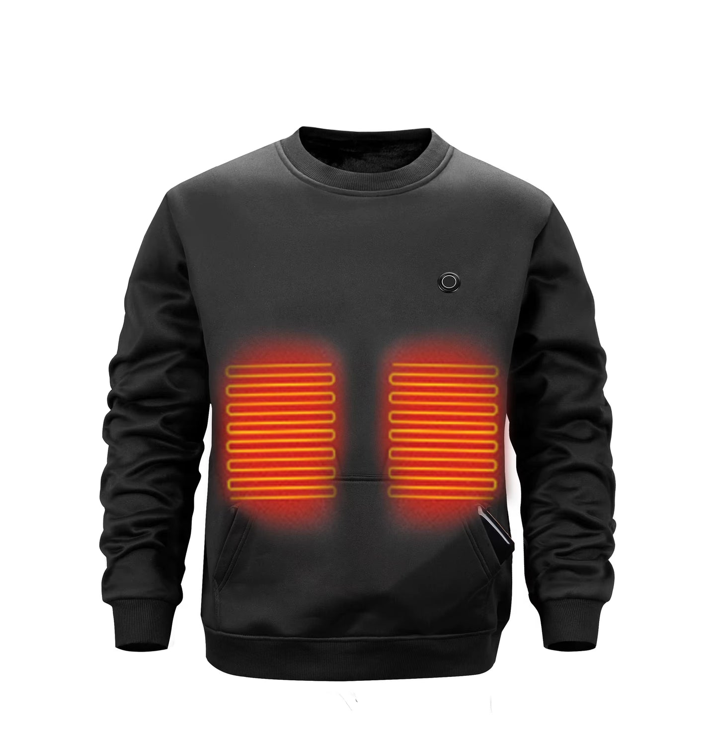 Smart Heating Sweatshirt USB Heating Large Size round Neck Pull over Warm Top Thickened Polyester Fiber Winter Casual Fashion